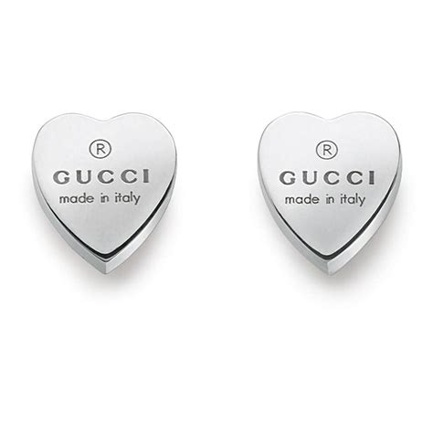 gucci trademark silver heart stud earrings|Gucci britt silver drop earrings.